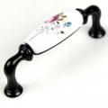AJ09BK 96mm long and bend black tulip ceramic handle for wardrobe/cupboard/cabinet