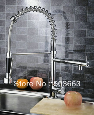 Wholesale Promotions Chrome Swivel Kitchen Brass Faucet Basin Sink Pull Out Spray Mixer Tap S-723 [Kitchen Pull Out Faucet 1959|]