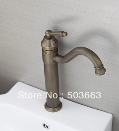 Wholesale Promotions Swivel Spout Design Antique Brass Bathroom Basin Sink Faucet Vanity Brass Faucet H-028 [Antique Brass Faucets 35|]