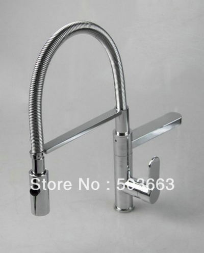 Wholesale Swivel 2 Sinks Brass Kitchen Faucet Basin Sink Pull Out Spray Single Hang Mixer Tap S-832 [Kitchen Faucet 1628|]
