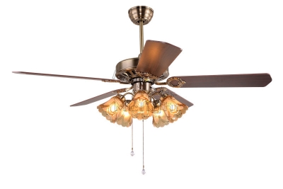 ceiling fan with light kits for industrial coffee house bar living room white lamp 52 inch 5 wooden blade fixture
