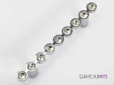 8476-96 96mm hole distance silver and chrome crystal handles with small round diamonds for drawer/cabinet