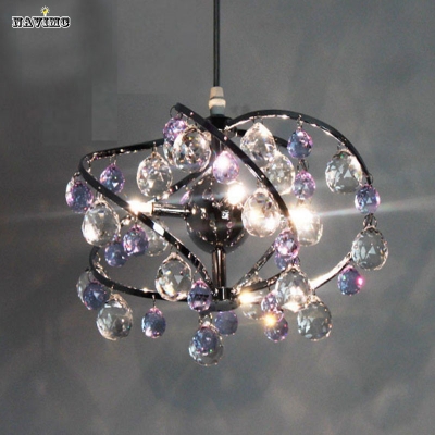 luxury crystal pendant light wire lampppurple rotating modern indoor lighting fixture pendant lamp for dinning room