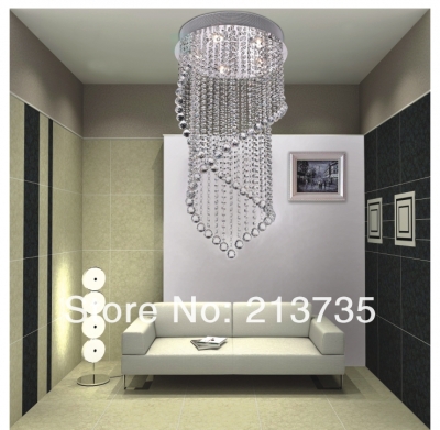 modern crystal chandelier light, crystal stair lamp with 5 gu10 light,d400*h800mm