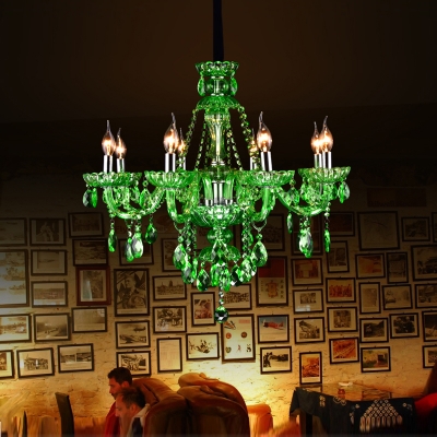 modern crystal chandeliers european green crystal chandelier candle lamp room ktv el restaurant colored glass chandeliers [chandeliers-2314]