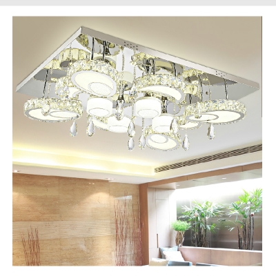 modern led circular flush mount crystal ceiling lights fixture for living room led wireless kitchen ceiling plafond lamp