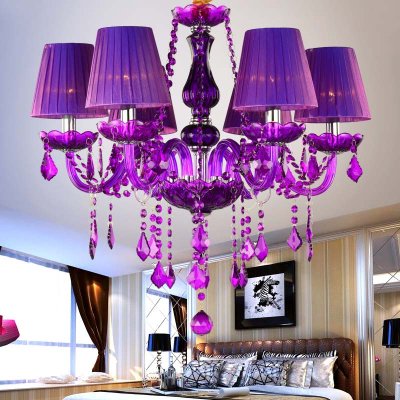 modern led crystal chandeliers 6 lights for kitchen room livingroom bedroom purple color k9 crystalchandelier