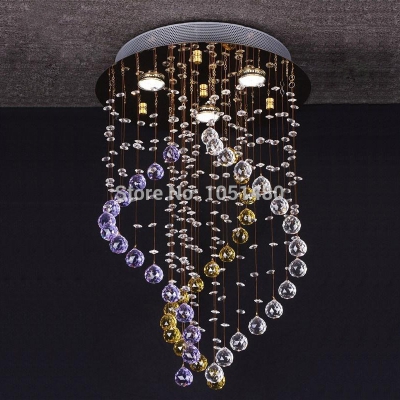 modern round crystal chandelier bedroom light