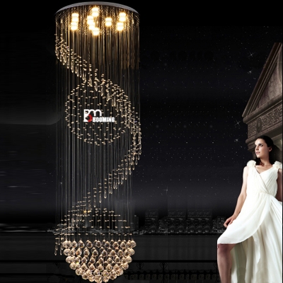 new modern string crystal spiral chandelier led lights luxury foyer crystal chandeliers