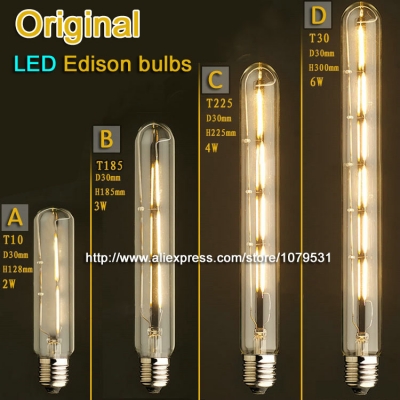 vintage flute led edison light bulb e27 2w 3w 4w 6w 110v 220v t10 t185 t225 t30 led bulb for home lights