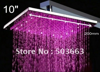 10"chromed square LED rain shower head with CM0063