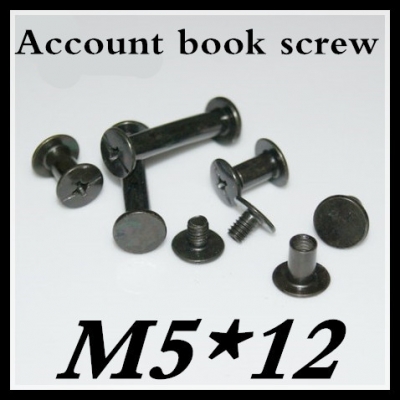 100pcs/lot m5*12 steel with black oxide po album screw, books butt screw, account book screw, book binding screw