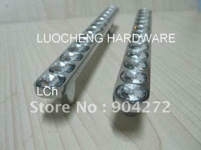 10PCS/ LOT FREE SHIPPING NEWLY-DESIGNED 175 MM CLEAR CRYSTAL HANDLE WITH ALUMINIUM ALLOY CHROME METAL PART