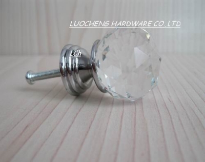 20PCS/LOT 30MM CUT CLEAR CRYSTAL CABINET KNOBS ON A CHROME BRASS PLATE [Crystal Cabinet Knobs 239|]