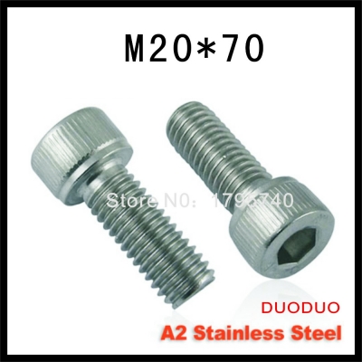 2pc din912 m20 x 70 screw stainless steel a2 hexagon hex socket head cap screws
