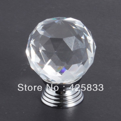 30pcs K9 Clear Crystal Round Knobs Furniture Knobs Kitchen Glass Drawer Cabinets Handles Drawer Pulls Closet Decoration