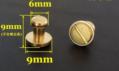 50pcs/lot 6mm stud screw round head solid brass nail leather screw rivet chicago button for diy leather decoration