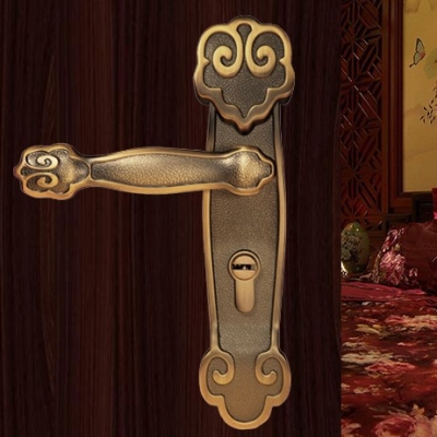Chinese antique LOCK ?Yellow bronze Door lock handle door levers out door furniture door handle Free Shipping(3 pcs/lot) pb47