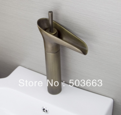 Classic Antique Brass Single Handle Deck Mounted Bathroom Basin Sink Waterfall Faucet Mixer Taps Vanity Faucet L-7003