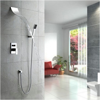 Contemporary Shower Set Wall Mounted Waterfall Bathtub Faucet Brass Mixer Waterfall Faucet Bath Tap L-0139