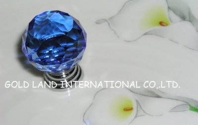 D20mm Free shipping blue crystal kitchen cabinet handle and drawer door knob/drawer knob&wardrobe knob [A&L Crystal Glass Knobs &]