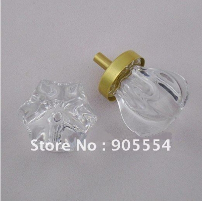 D33xH40mm Free shipping brass base pumpkin crystal glass furniture drawer knobs