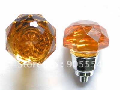 D45mmxH54mm Free shipping multi-faceted cutting tawny crystal glass furniture knobs