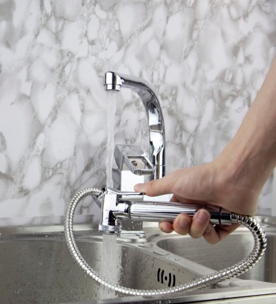 New Wholesale Kitchen Pull Out Spray Swivel Basin Sink Vessel Faucet Vanity Faucet Brass Mixer Tap Chrome Crane S-803 [Kitchen Faucet 1393|]