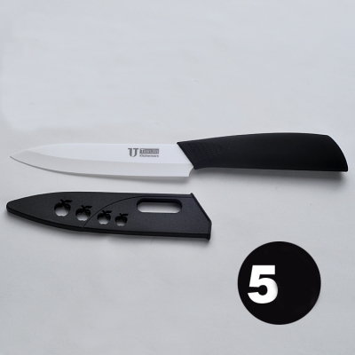 U TimHome Brand 5" inch Kitchen Chef Parking Ceramic Knife knives With Black Scabbard And Handle Free Shipping [Ceramic Knives White Blade 45|]