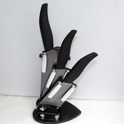VICTORY 5pcs gift set , 3"/4"/5"+peeler+Knife holder Ceramic Knife sets black bladeCE FDA certified