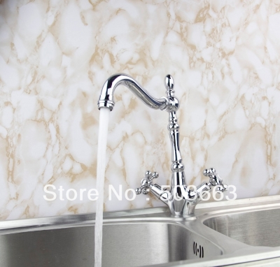 Wholesale Promotions 2 Handle Kitchen Swivel Sink Chrome Faucet Vessel Vanity Mixer Tap Crane S-131