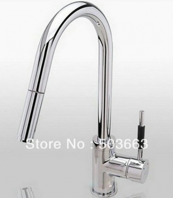 Wholesale Single Handle Chrome Kitchen Brass Faucet Basin Sink Pull Out Spray Mixer Tap S-716