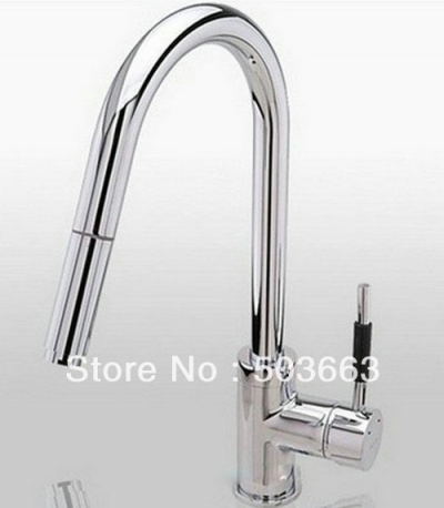 Wholesale Single Handle Chrome Kitchen Brass Faucet Basin Sink Pull Out Spray Mixer Tap S-716 [Kitchen Pull Out Faucet 1833|]