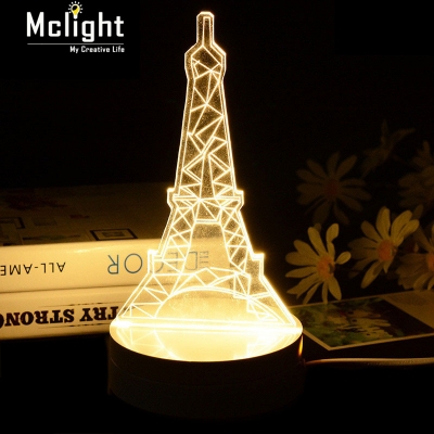 christmas decoration 3d eiffel tower table lamp bedside led night light for baby desk romantic atmosphere lamp for girlfriend [table-lamp-6906]
