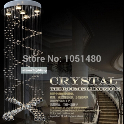 holiday s modern home led crystal chandelier spiral lamp dia500*h1500mm