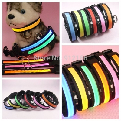 led pet collar flashing dog collar necklace/cat collar outdoor glow nylon 30pcs/lot, much faster than china post