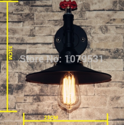 loft american vintage aisle industrial water pipe wall lamp 1 heads iron lampshade edison lights
