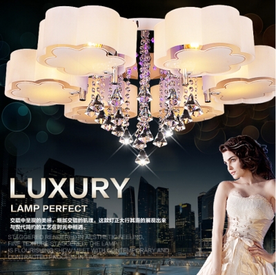 luxury crystal ceiling chandelier light dome light circle lamps with remote controller 6 round [ceiling-light-5856]