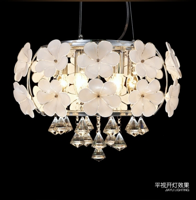 modern brief led crystal pendant ceiling lamp fashion luxury petals lighting lamps 6x e14 led bulb 220v art decoration [ceiling-lights-3087]