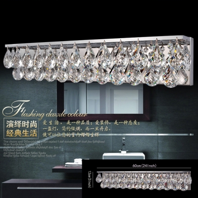 modern led wall lamps l60cm with crystal stainless steel 90-265v bedroom bathroom mirror lights wall sconces