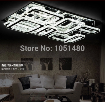 new arrival modern rectangle crystal ceiling lamp luster home lighting led lamp l700*w700*h150mm [led-ceiling-light-5112]