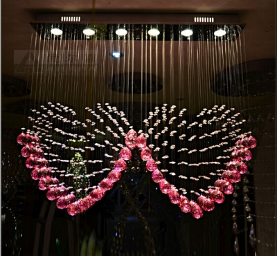 new lustres pink chandelier cristal lamps for bedroom led home lighting chandeliers [modern-crystal-chandelier-4843]