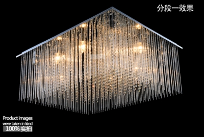 selling rectangular crystal chandelier modern lighting l80*w60*h35cm luminares crystal lamp for living room