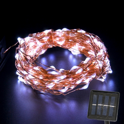 solar powered copper wire string light 15m outdoor waterproof christmas tree wedding party decoration fairy light