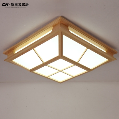 solid wood tatami japanese style bedroom ceiling lamp plafonnier 5730 led moderne brief led ceiling light luminarias de teto [bamboo-wood-3520]