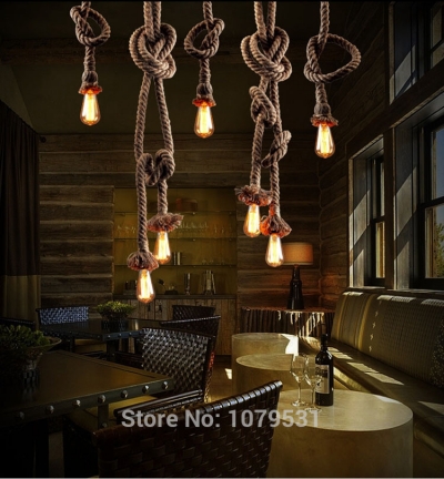 vintage rope pendant light lamp loft creative personality industrial lamp edison bulb american style for living room [loft-lights-7333]