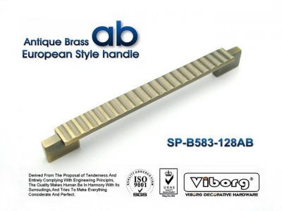 (4 pieces/lot) 128mm VIBORG Zinc Alloy Drawer Handles& Cabinet Handles &Drawer Pulls & Cabinet Pulls, SP-B583-128AB