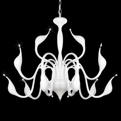 12 lights modern swan chandelier light fixture black silver color swan hanging light for pendant style with g4 bulbs luster [modern-pendant-light-7191]