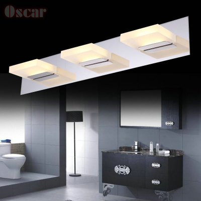 15w warm white light led mirror front lamps stainless steel acrylic wall lamp bathroom toilet water fog makeup light ac85-220v [front-mirror-lights-4757]