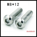 20pcs iso7380 m8 x 12 a2 stainless steel screw hexagon hex socket button head screws